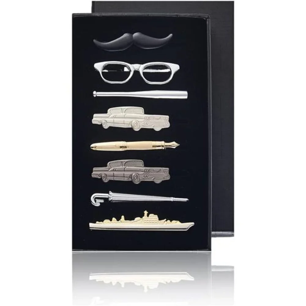 8PC Modeling Tie Clips Silver Gold Black Grey Tie Clip Cars Warship